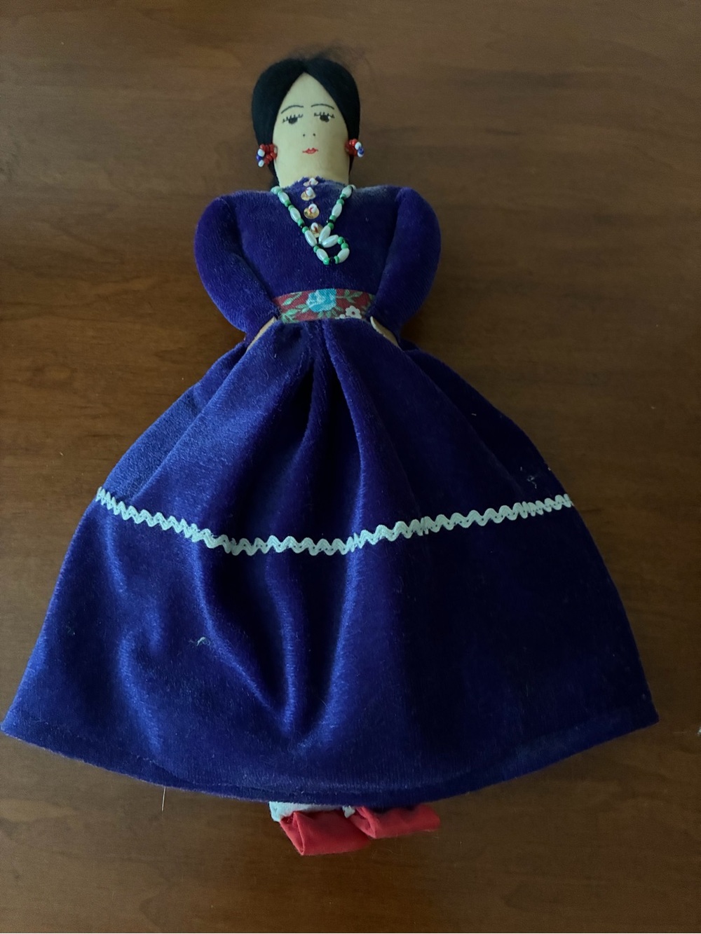 Santa Fe New Mexico -Native American Handmade Doll Purple Dress - Souvenir